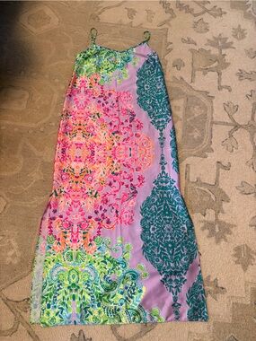 Lilly Pulitzer Pink, Teal & Green Maxi Slip Dress